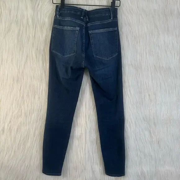 Good American Good Legs Crop Jeans Skinny Dark Wash Stretch Mid Rise 2/26 - Picture 4 of 9